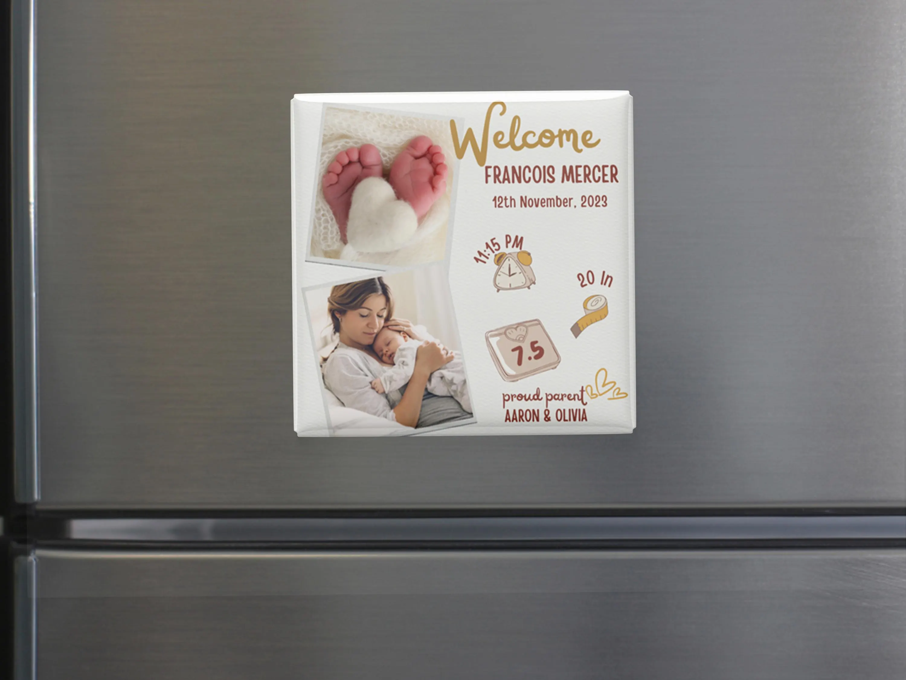 Custom Baby Photo Magnet: Personalized Birth Announcement Keepsake - Set of 10 - image 3