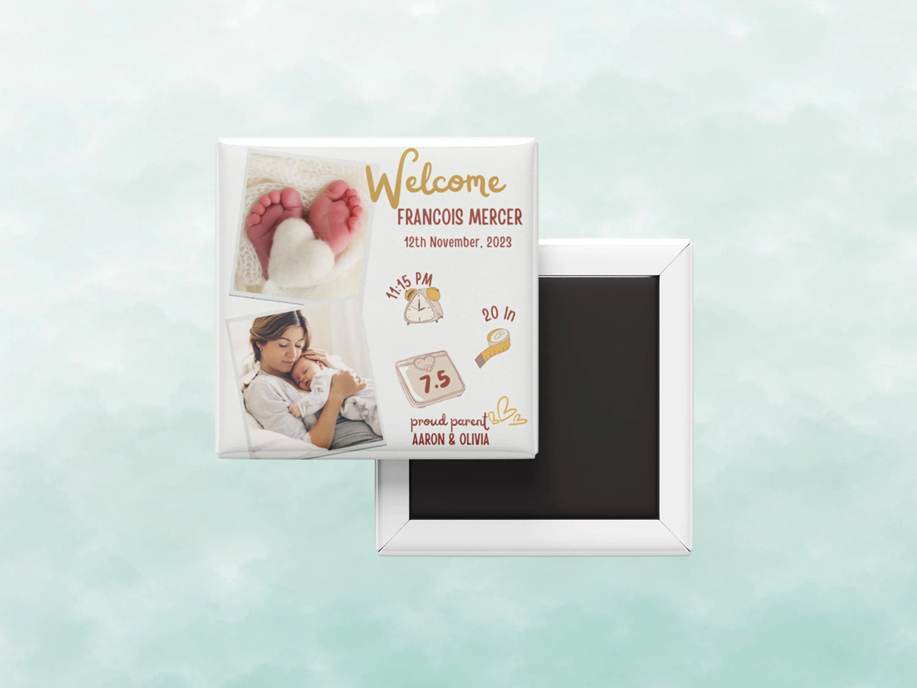 Custom Baby Photo Magnet: Personalized Birth Announcement Keepsake - Set of 10