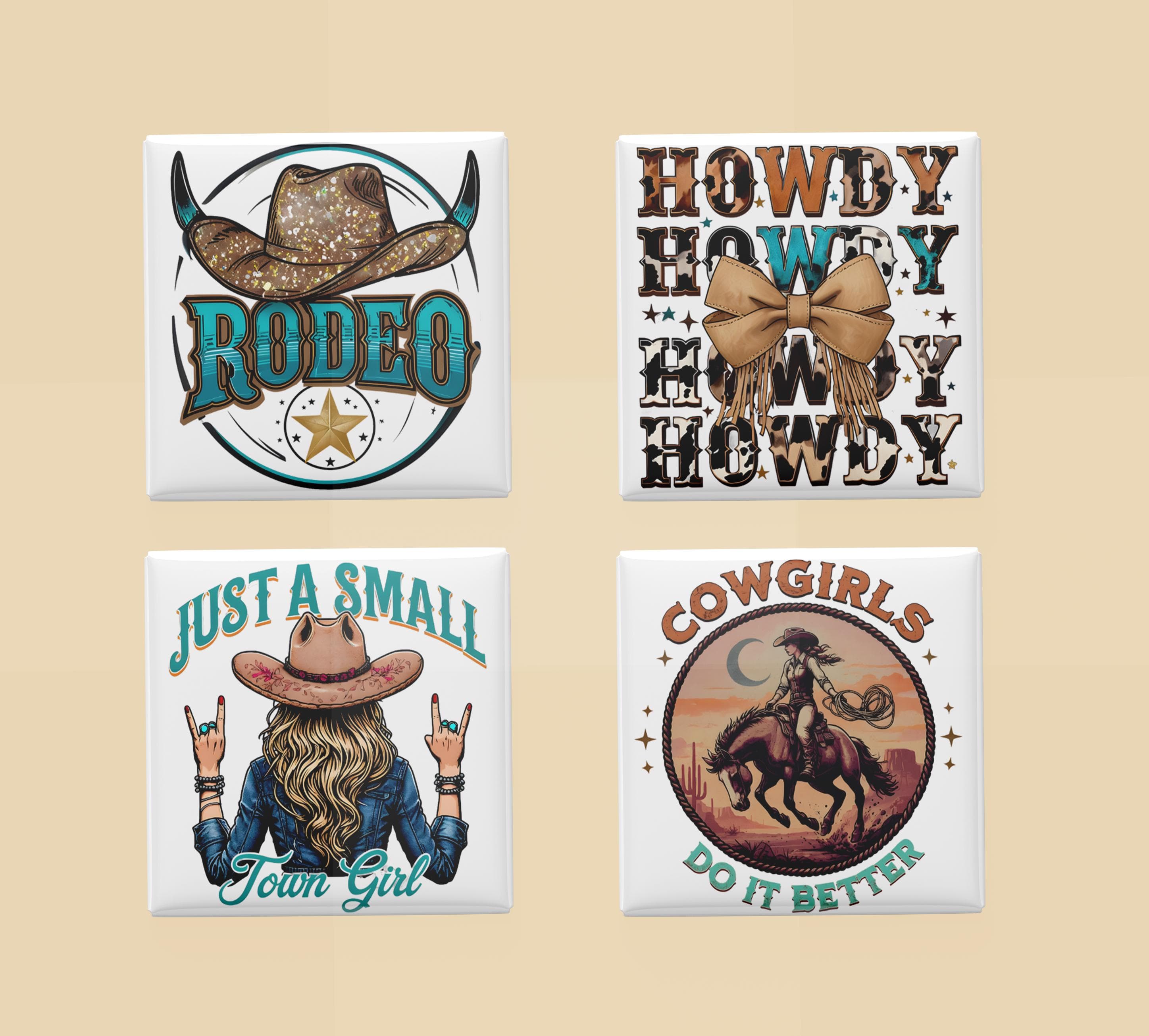 Western Cowgirl Fridge Magnet Set: Rodeo, Howdy, Small Town (Set of 4) - image 2