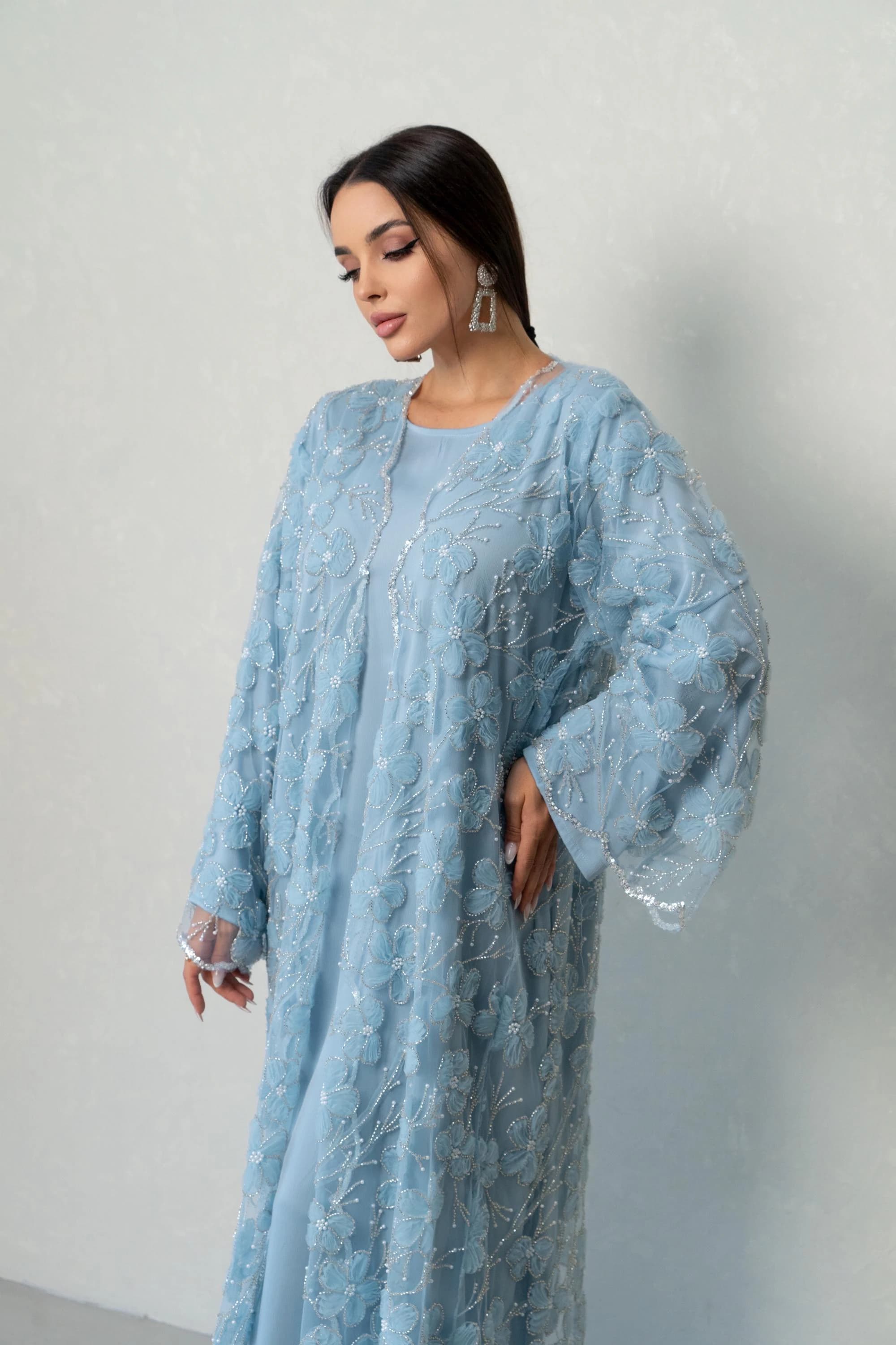 Embellished Abaya Luxury Abaya Eid Abaya Party Abaya Tulle Abaya Floral Abaya