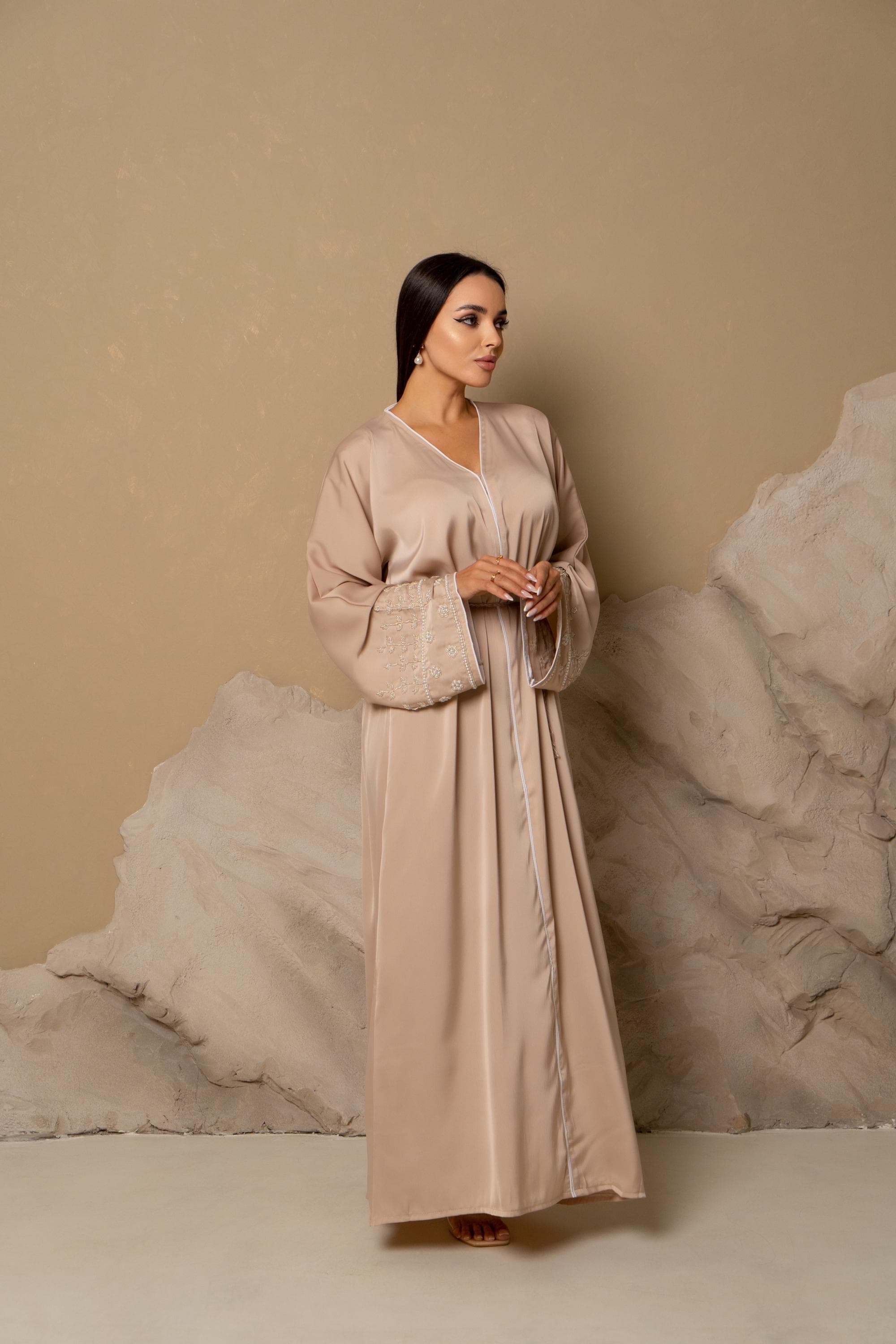 Closed Embellished Abaya Set with Hijab and Belt, Dubai Made