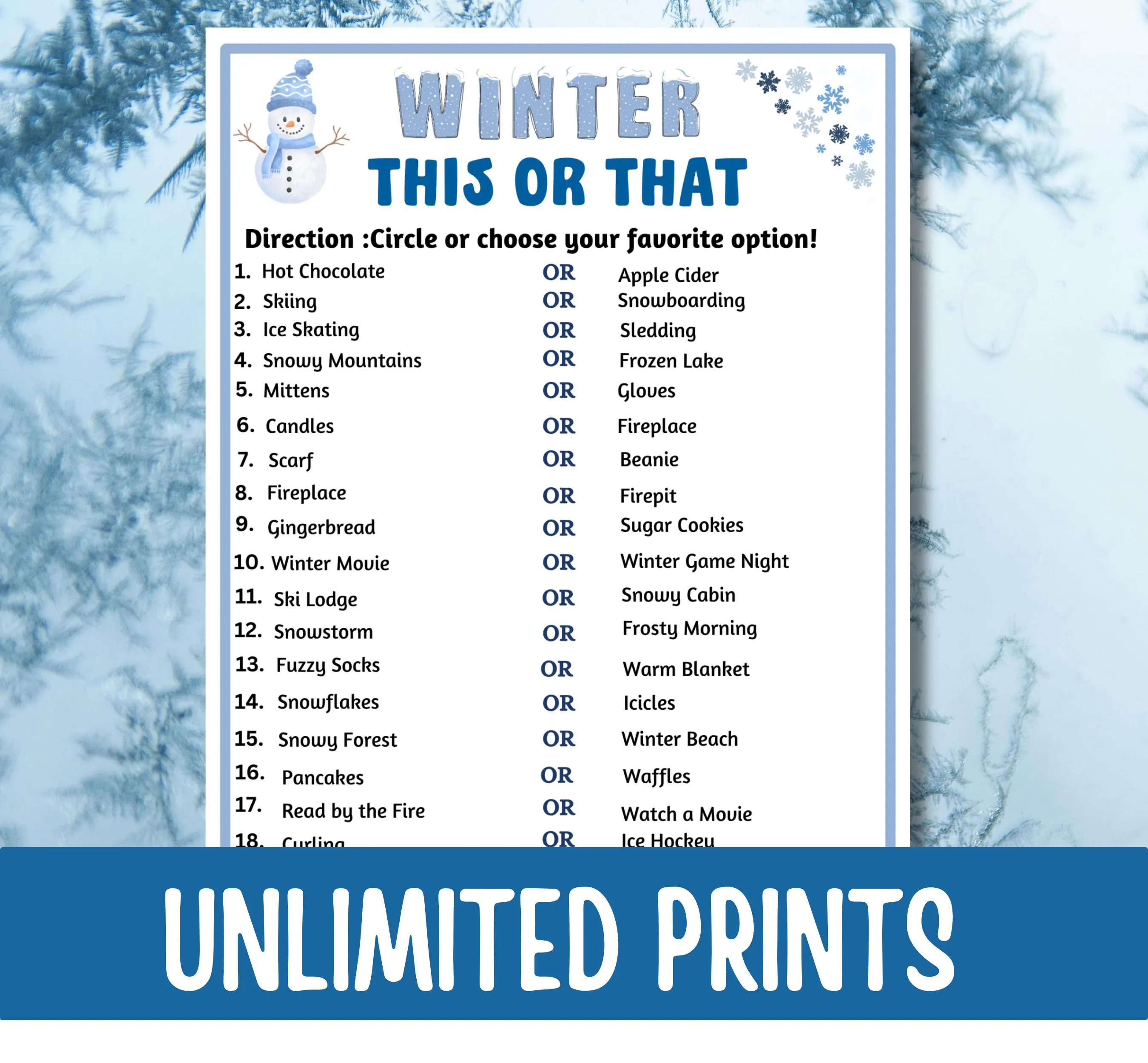 Winter This or That Game Printable, Christmas Party Game, Holiday Icebreaker, Winter Family Game, Cozy Winter Activity - image 5