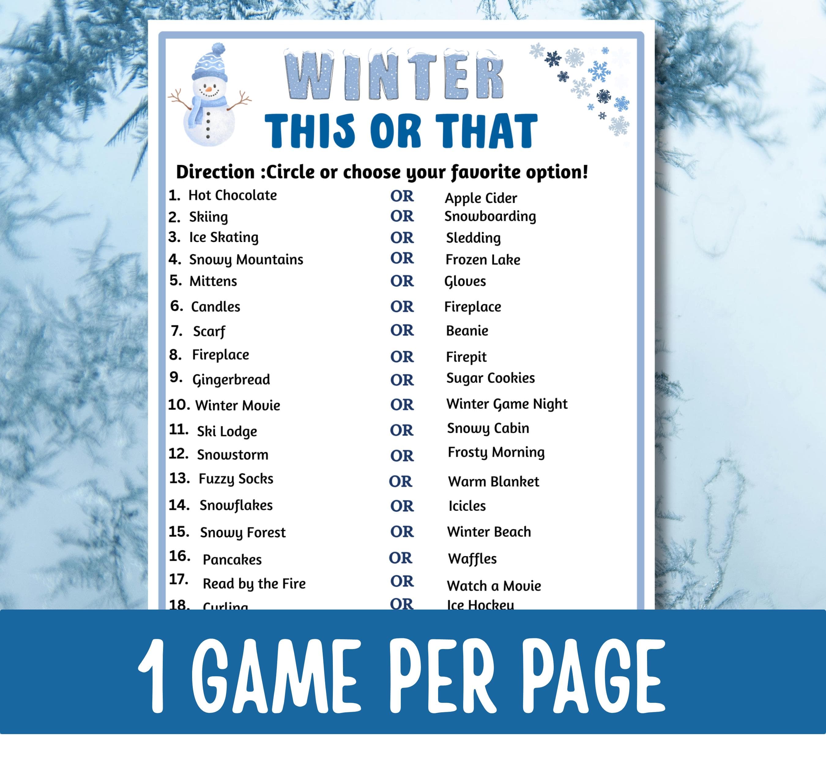 Winter This or That Game Printable, Christmas Party Game, Holiday Icebreaker, Winter Family Game, Cozy Winter Activity - image 3