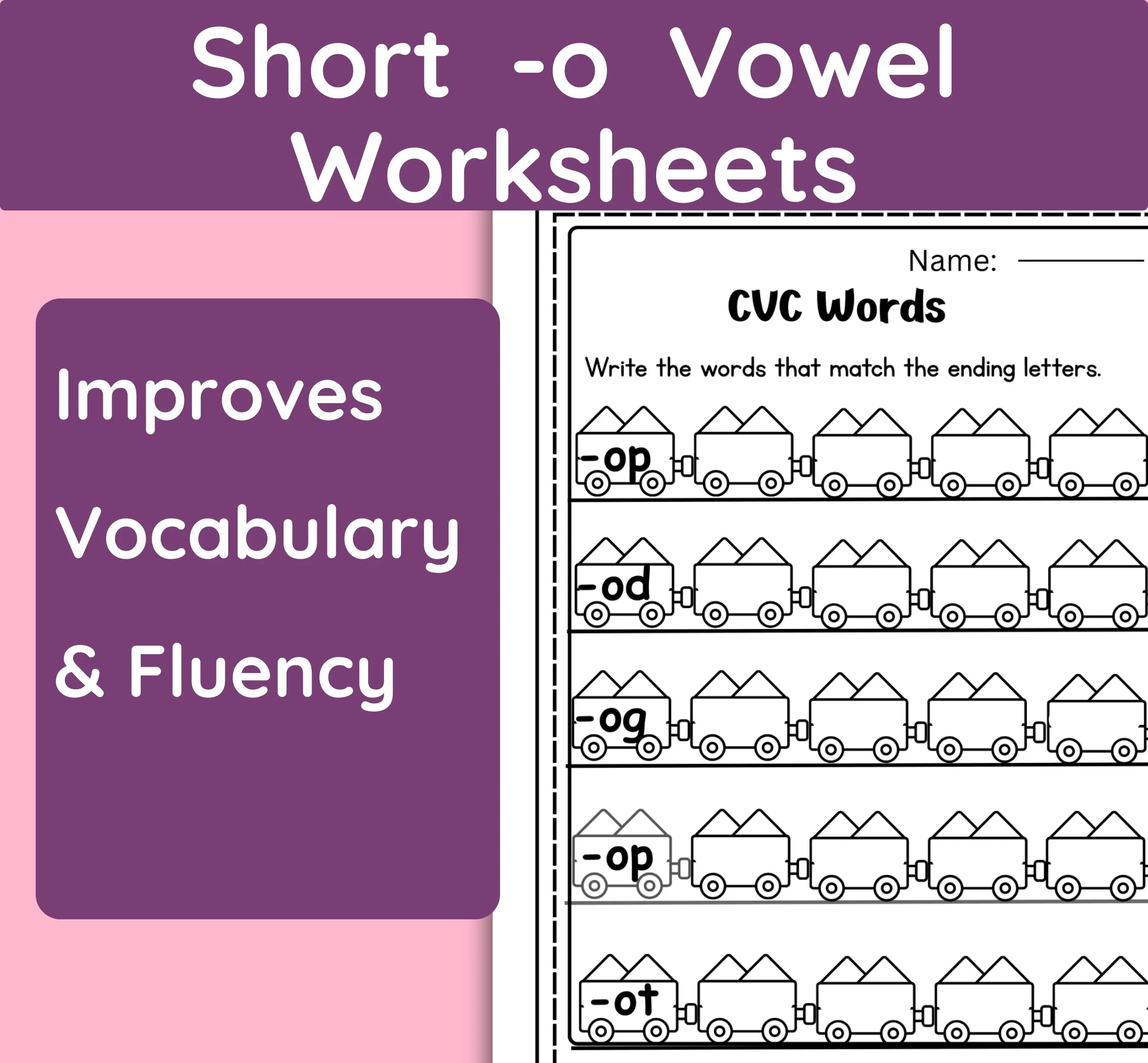 Short Vowel O CVC Worksheets | Kindergarten Phonics Activities | Early Reading Practice | CVC Word Families PDF - image 5