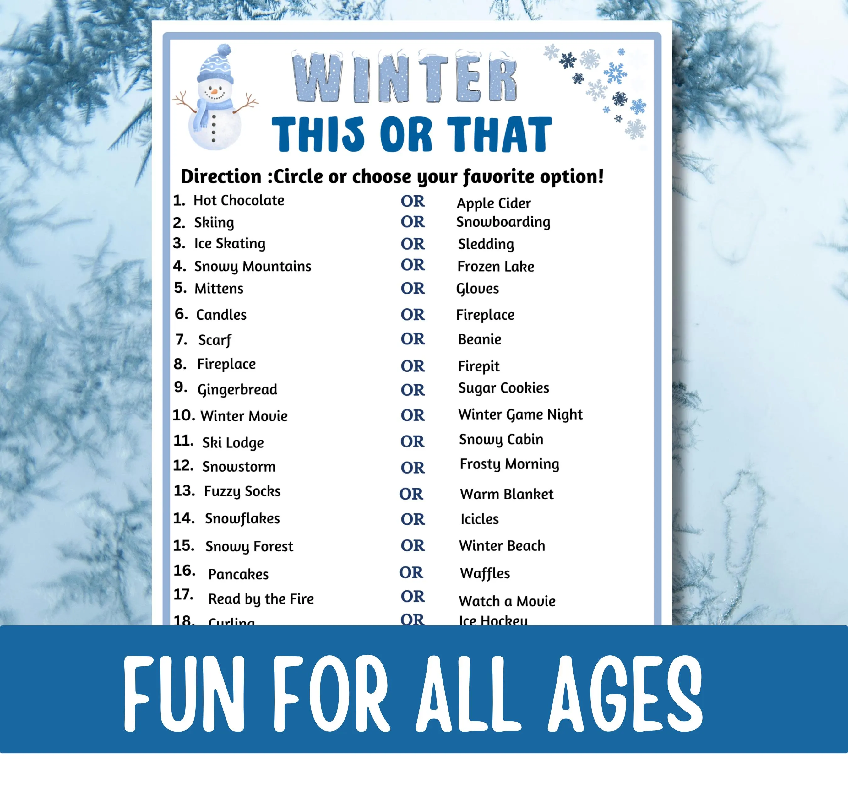 Winter This or That Game Printable, Christmas Party Game, Holiday Icebreaker, Winter Family Game, Cozy Winter Activity - image 4