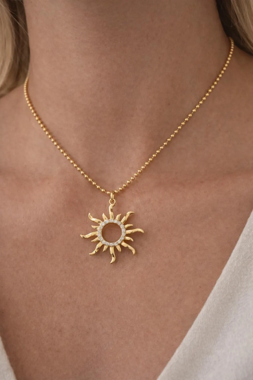 Handmade Gold Sun Pendant Necklace | Minimalist Modern Jewelry