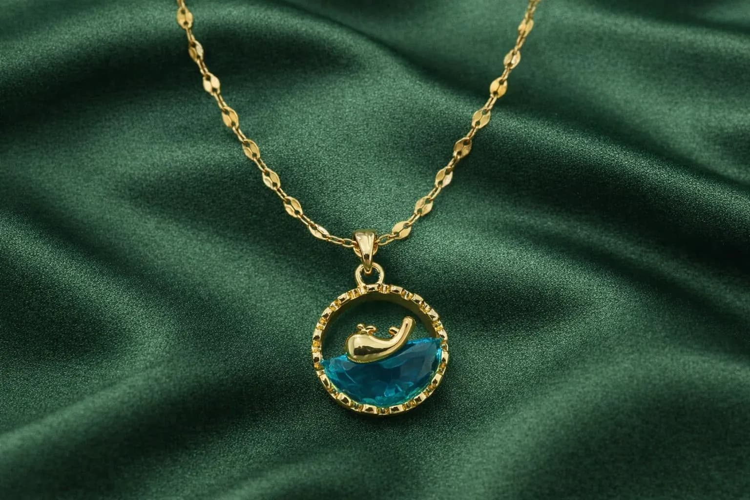 Gold Dolphin Pendant Necklace, Stainless Steel Ocean Jewelry, Handmade - image 4