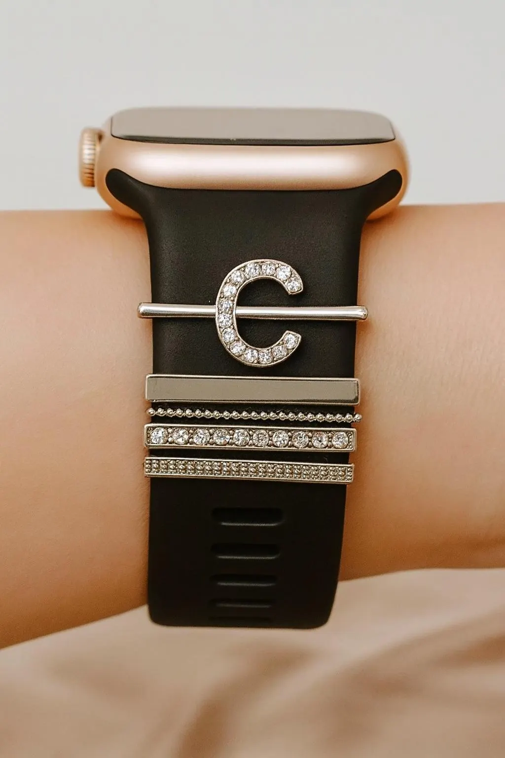 Zircon Letter Charms for Apple Watch Band - Personalized Steel Set - image 4