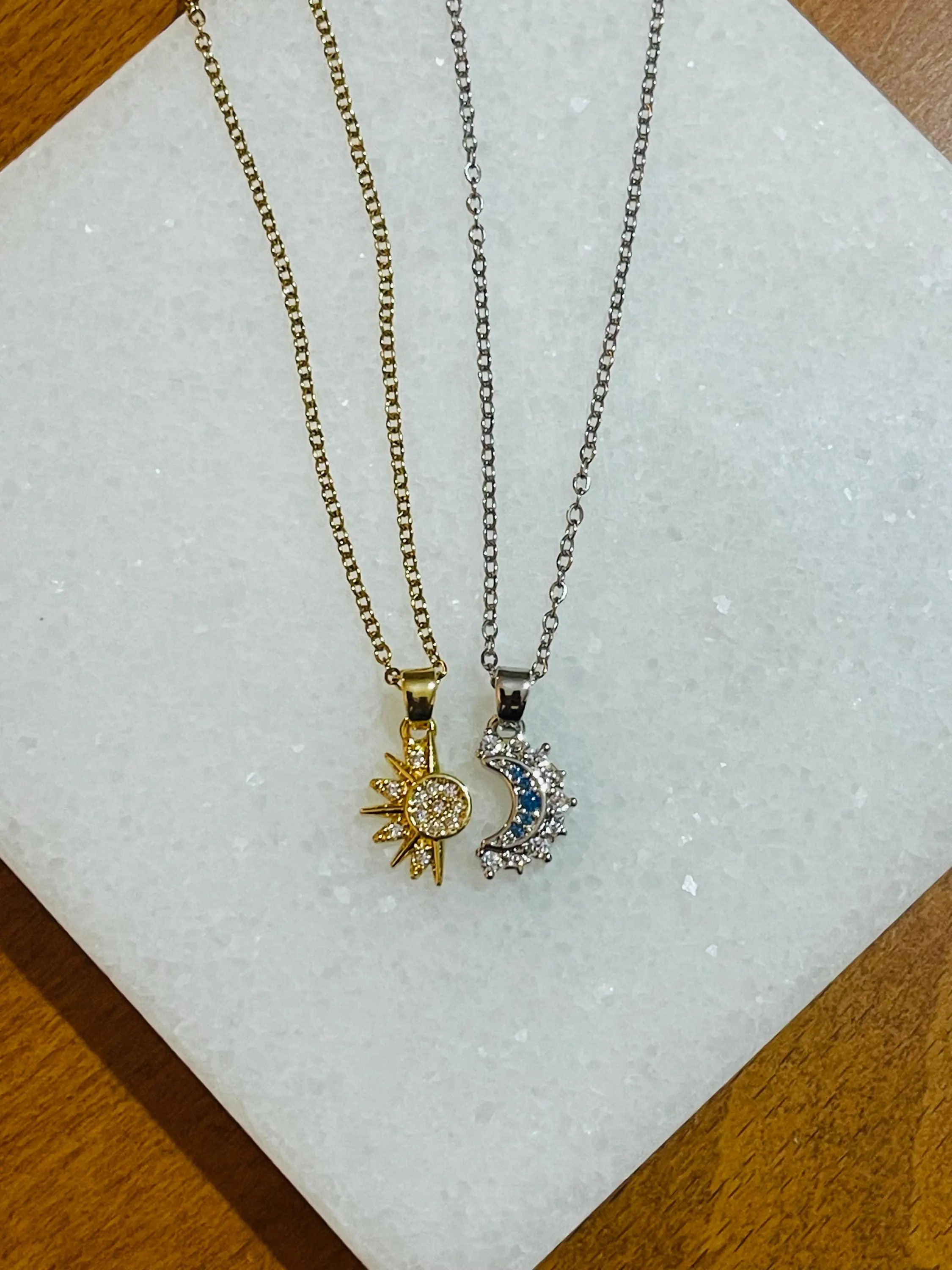 Sun & Moon Necklace Set – Zircon Stainless Steel Astrology Jewelry - image 4