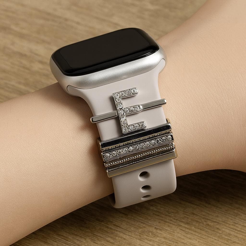 Zircon Letter Charms for Apple Watch Band - Personalized Steel Set