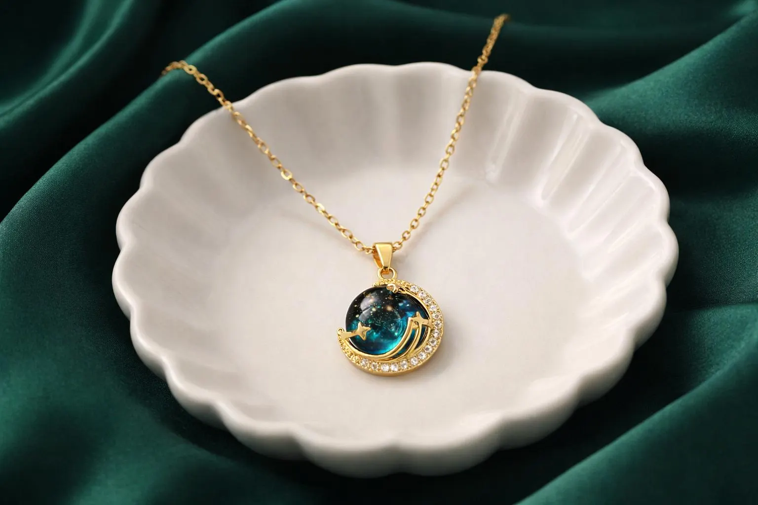Gold Star Moon Necklace, Celestial Galaxy Pendant, Zircon Crystal Women Necklace, Minimalist Space Jewelry - image 3