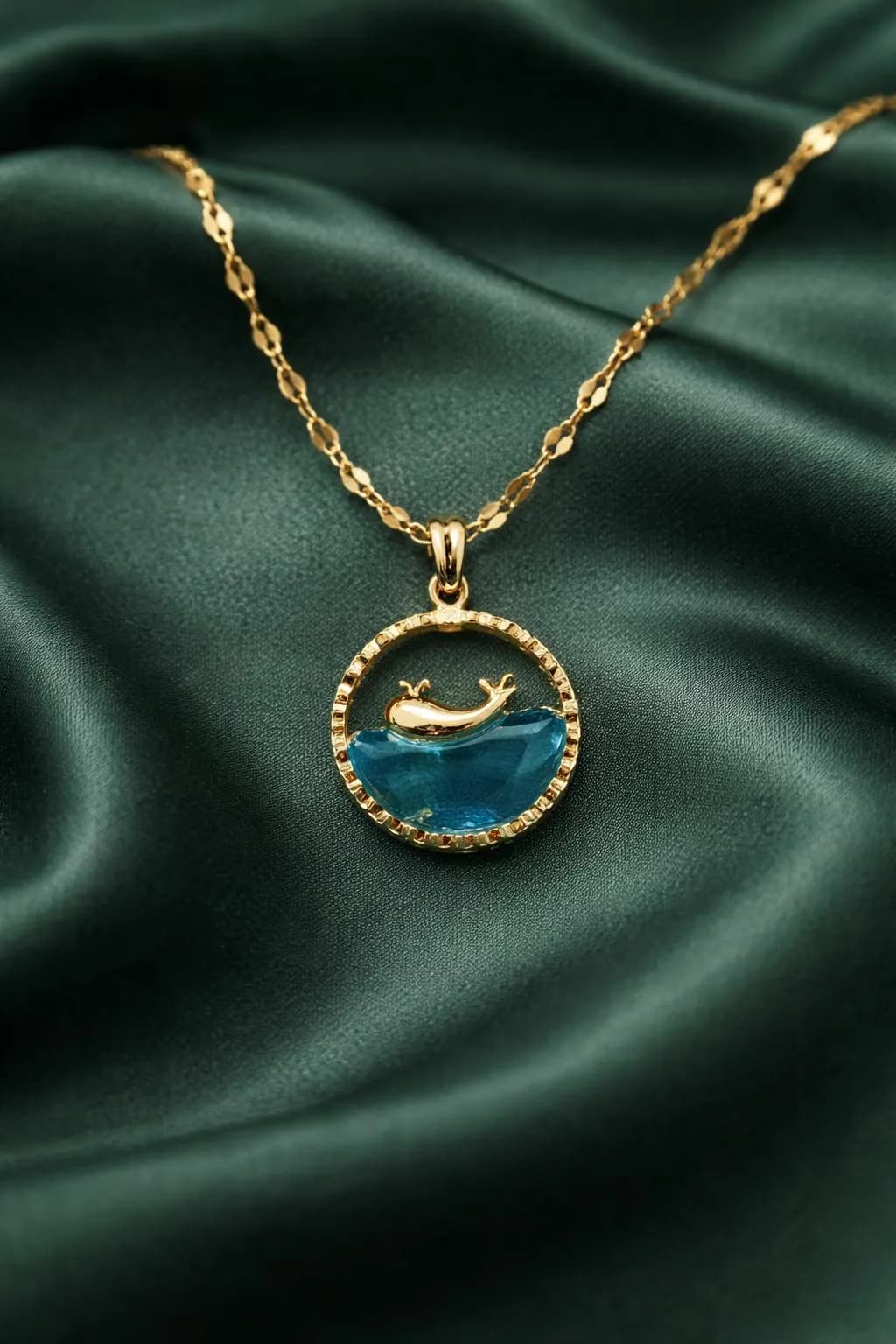Gold Dolphin Pendant Necklace, Stainless Steel Ocean Jewelry, Handmade - image 3