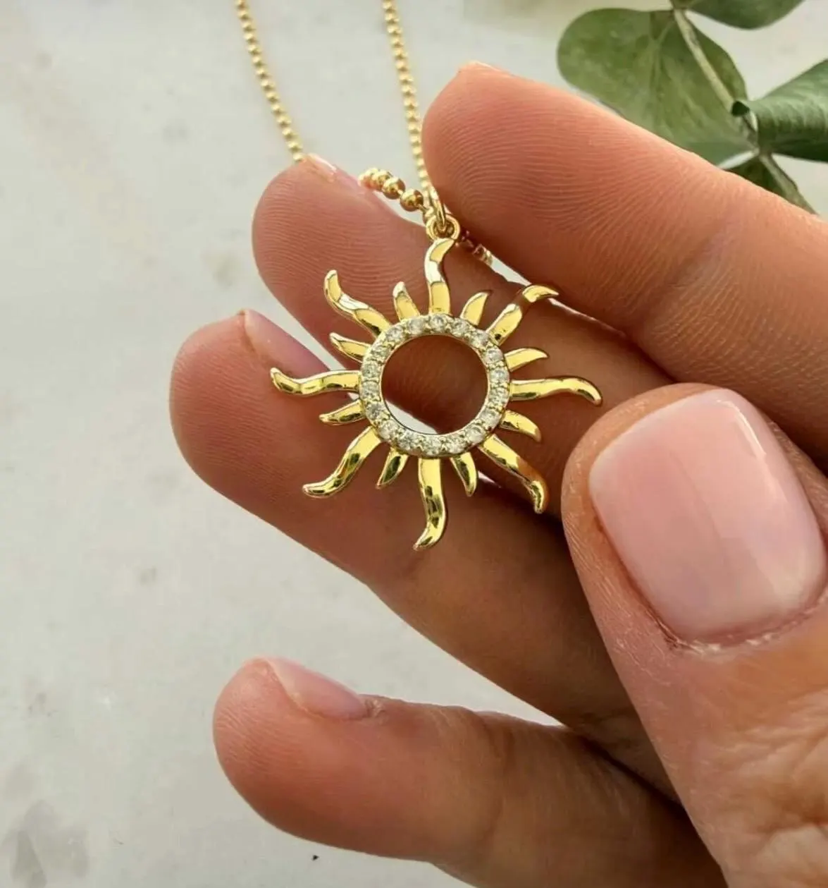 Handmade Gold Sun Pendant Necklace | Minimalist Modern Jewelry - image 4