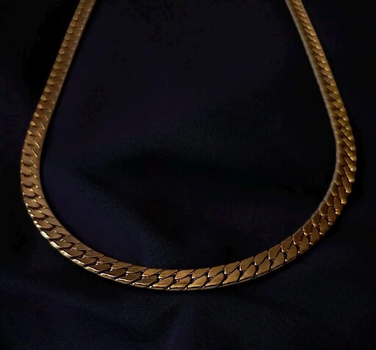 Gold Stainless Steel Herringbone Chain – Italian Unisex Necklace - image 3
