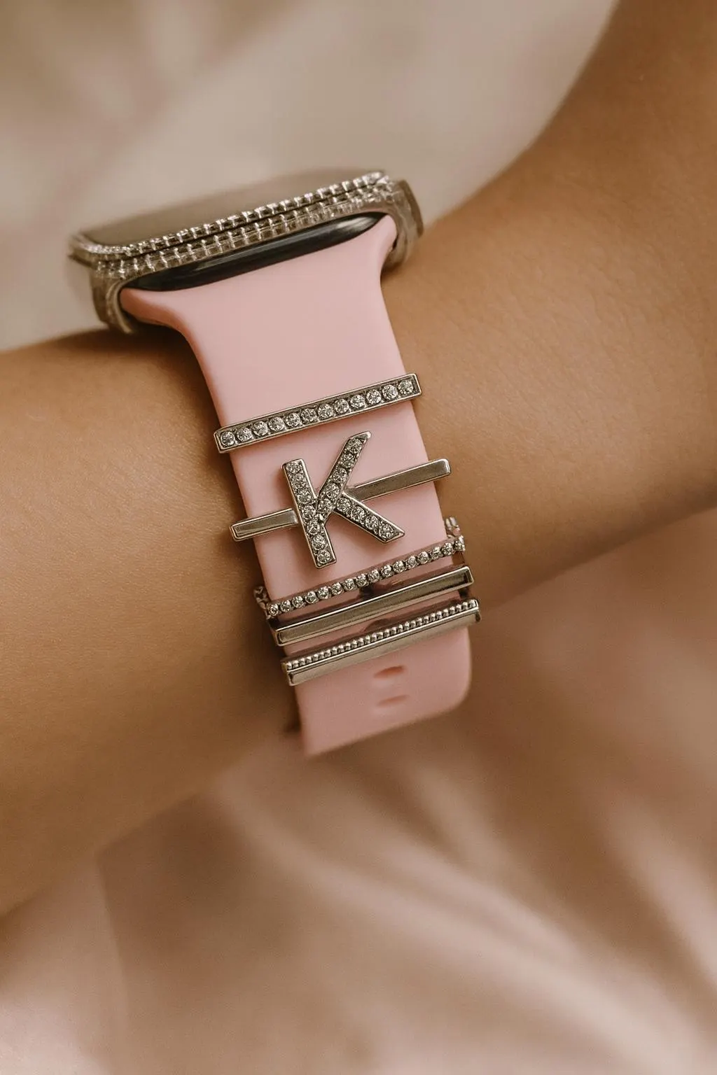 Zircon Letter Charms for Apple Watch Band - Personalized Steel Set - image 3