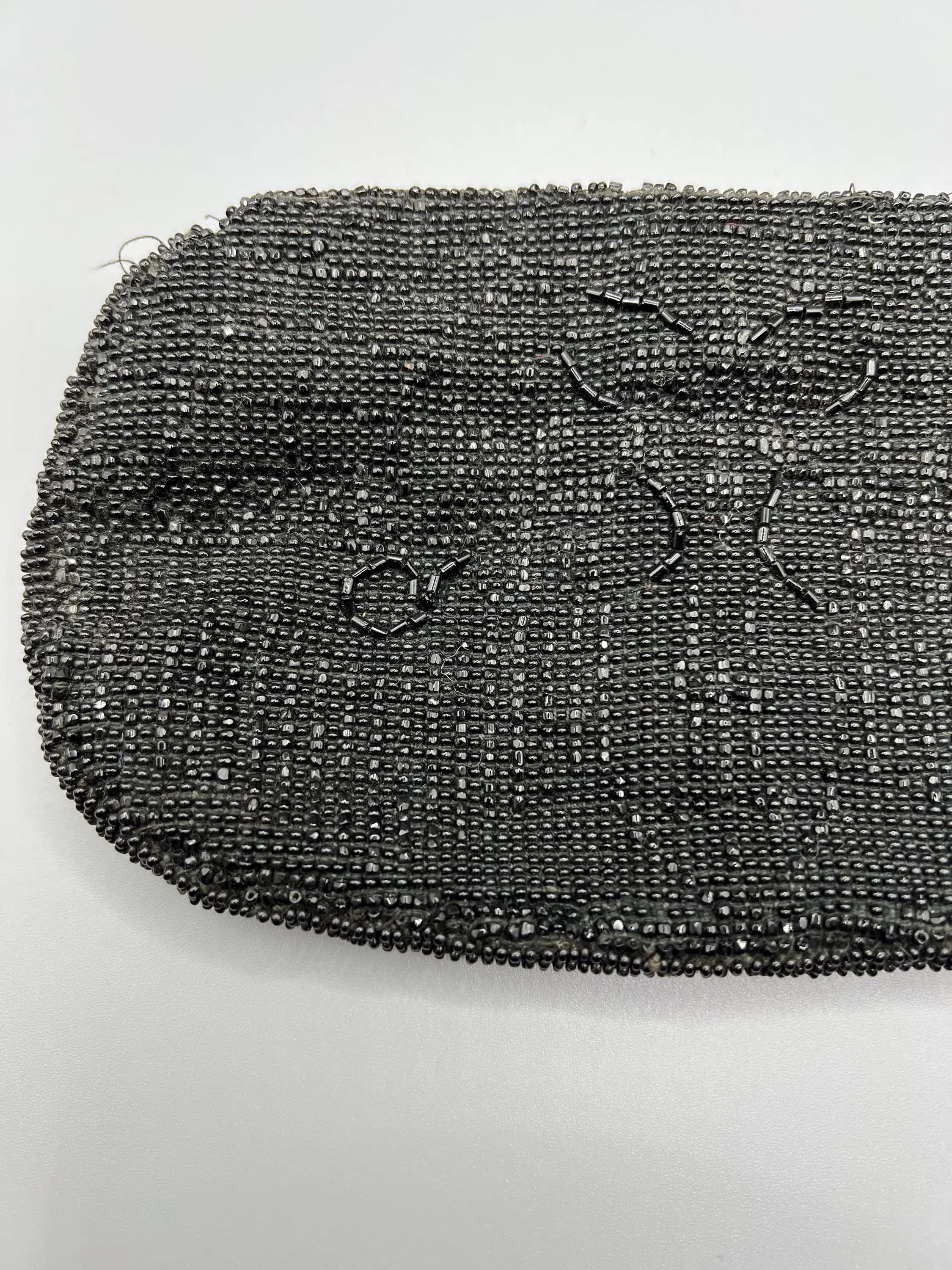Vintage Black Czechoslovakian  Crystal Beaded Purse: With Belt Loop - image 3