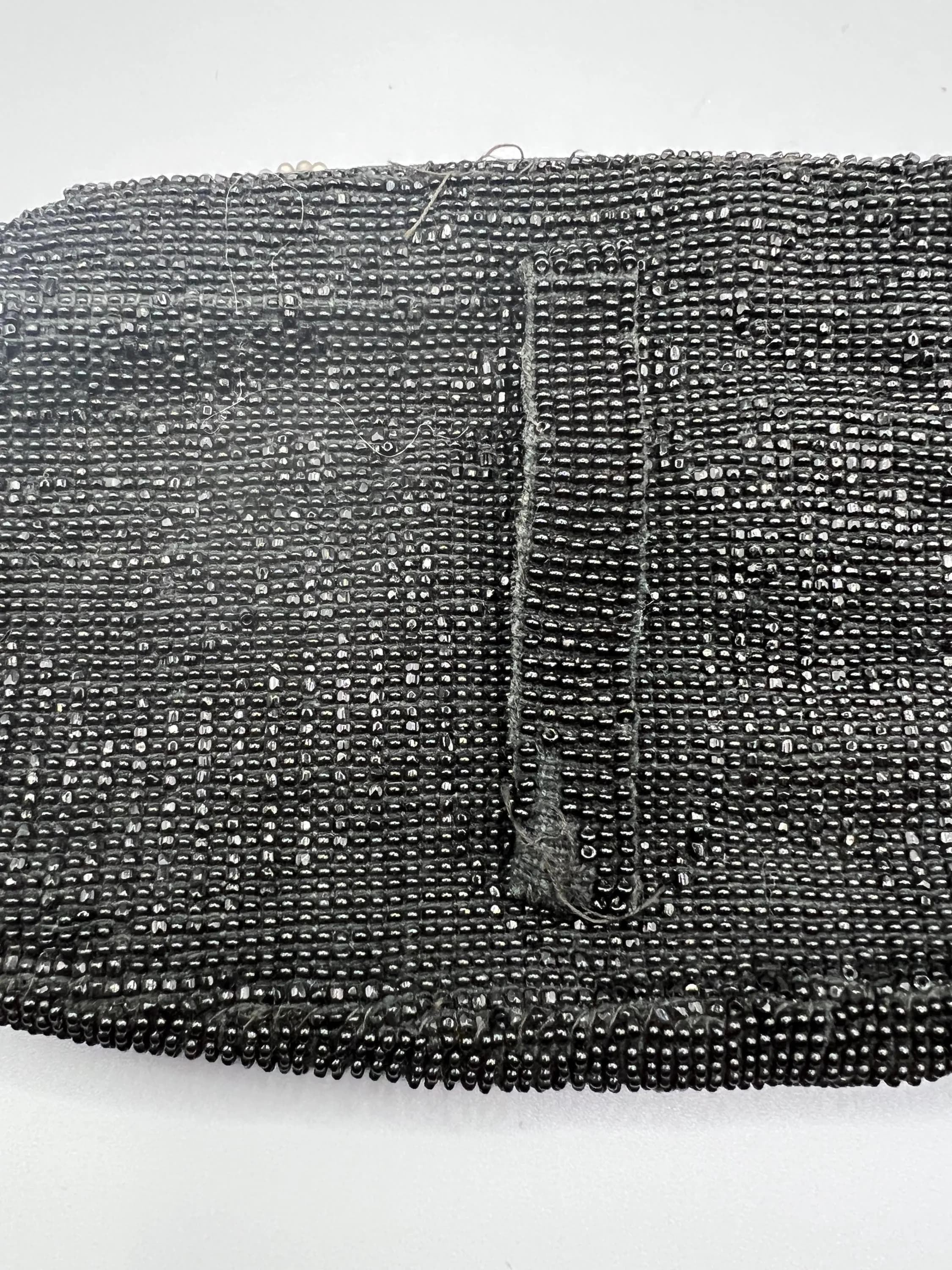 Vintage Black Czechoslovakian  Crystal Beaded Purse: With Belt Loop - image 5