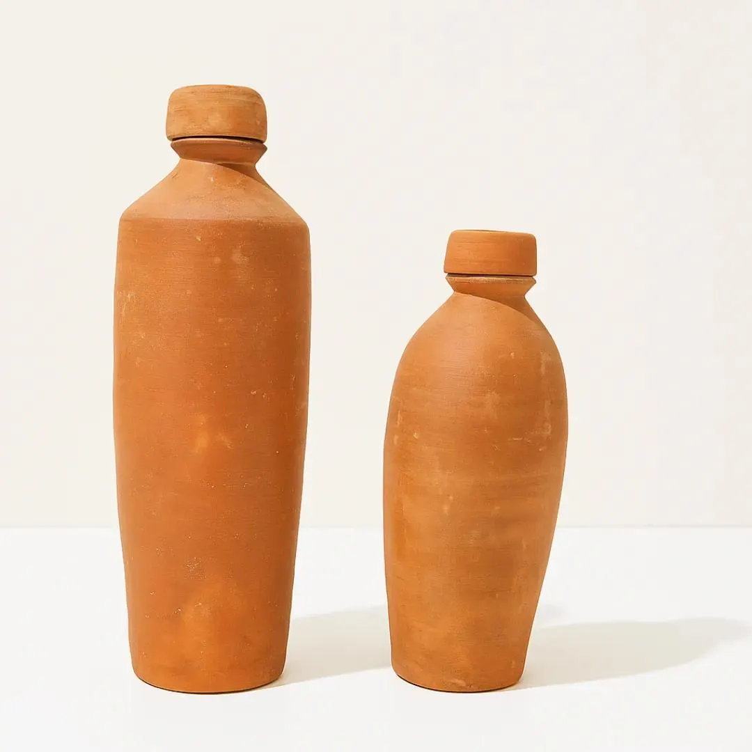 Eco-Friendly Unique Handmade Natural Clay Water Bottle Sustainable & Stylish Handcrafted - image 2
