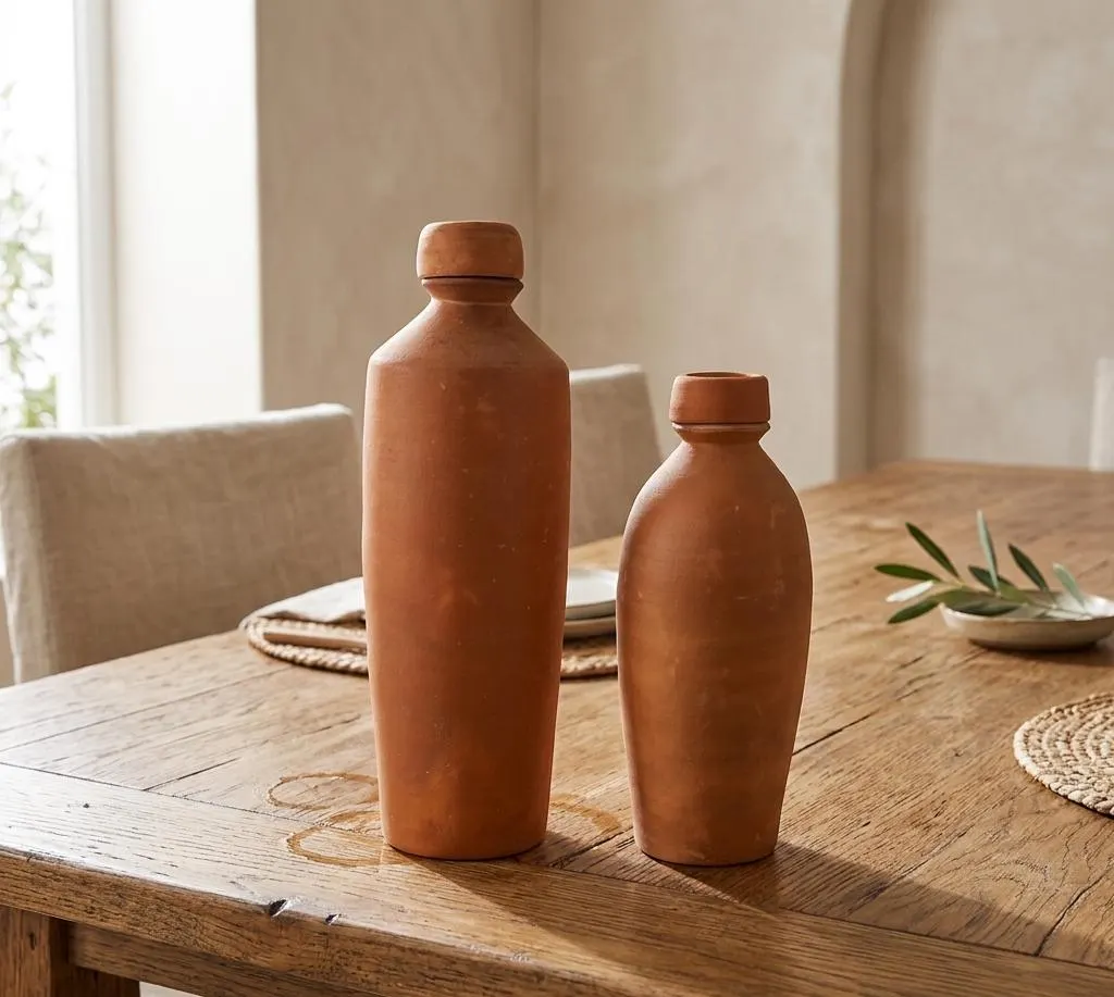 Eco-Friendly Unique Handmade Natural Clay Water Bottle Sustainable & Stylish Handcrafted