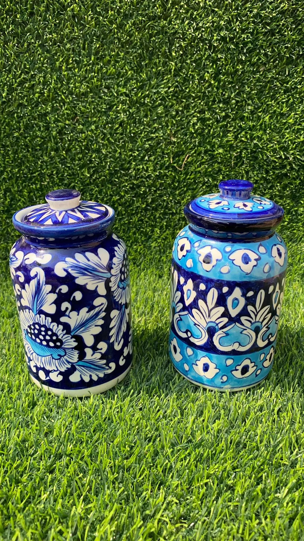 Handmade Ceramics Jar Pakistani Blue Pottery Jar Traditional Vase Ceramic Art Decorative Lidded Storage Container Handcrafted Multani Design - image 4