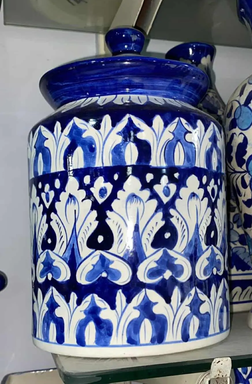Handmade Ceramics Jar Pakistani Blue Pottery Jar Traditional Vase Ceramic Art Decorative Lidded Storage Container Handcrafted Multani Design - image 5