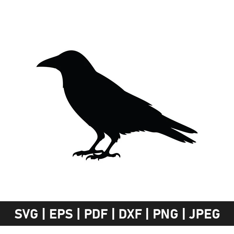 Simple Crow Svg File, Crow Silhouette, Crow Png, Cricut, Laser, Clipart, Cnc, Vector, (Eps Dxf Jpg Pdf) Instant Download