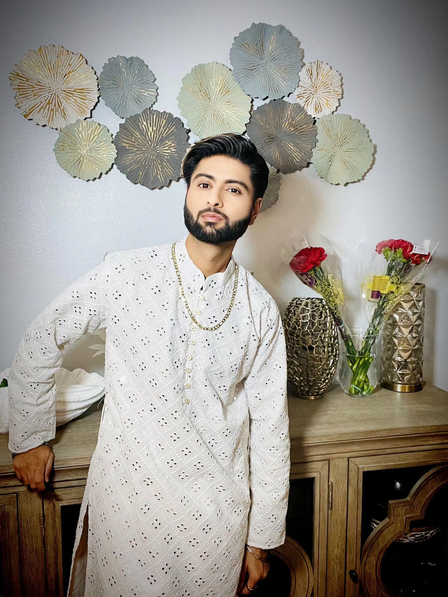 White Chikankari Kurta Pajama Set: Indian Wedding Outfit - image 2