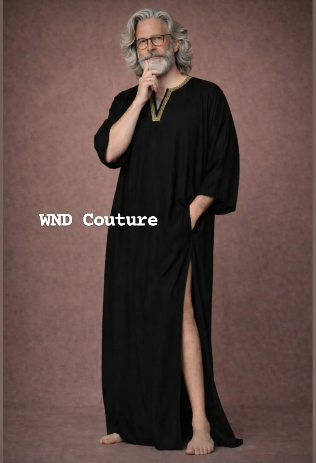 Men's Black lounge kaftan Robe soft fabric summer wear kaftan men - image 3