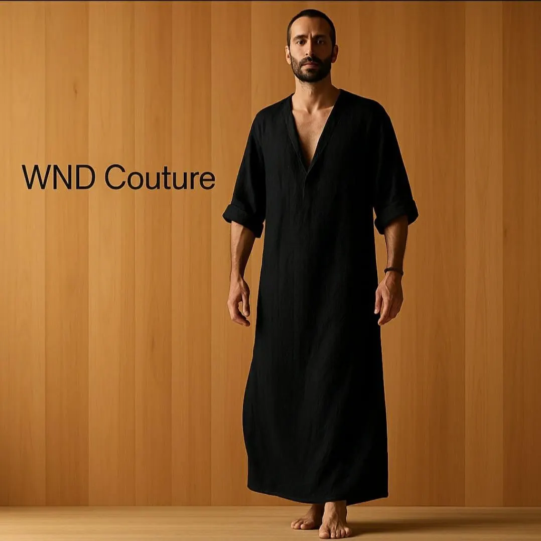 Custom Made Kaftan,  Menswear Olive Green Kaftan For Men, Men's Long Wear Robe Caftan - image 4