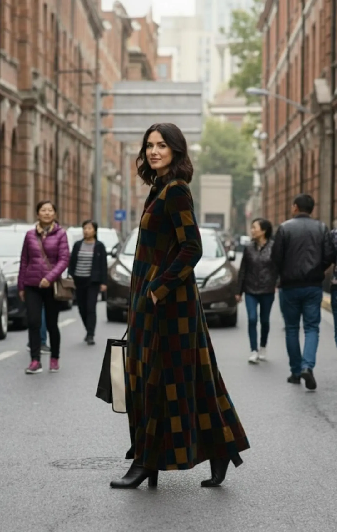 Women's Velvet Patchwork Long Winter Jacket Women Vintage Boho Button Coat Winter wear - image 4