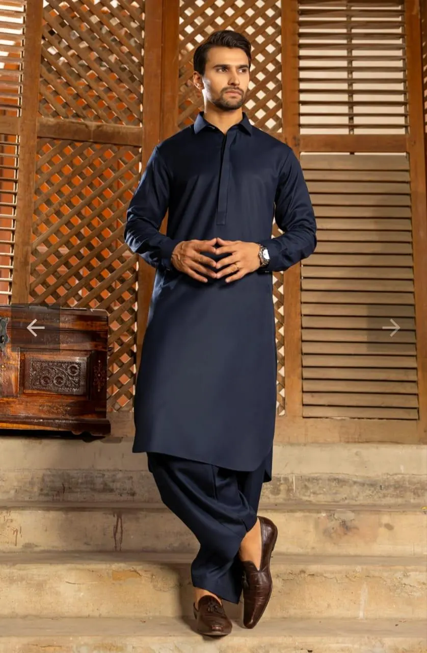 Men's Blue Pathani Kurta Pajama Set: Indian Wedding Outfit - image 5