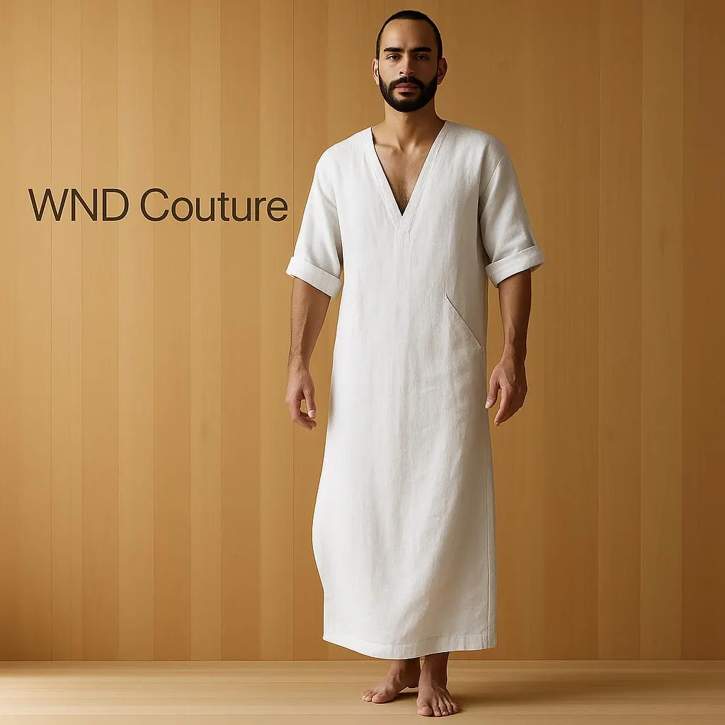 Custom Made Kaftan,  Menswear Olive Green Kaftan For Men, Men's Long Wear Robe Caftan - image 3