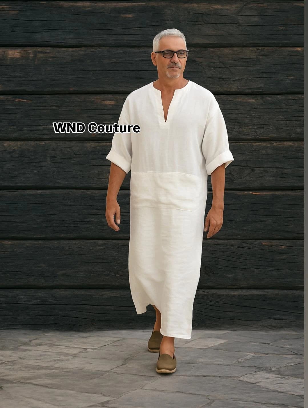 Handmade Linen Kaftan Robe: Mens Boho Beach Cover-Up - image 5