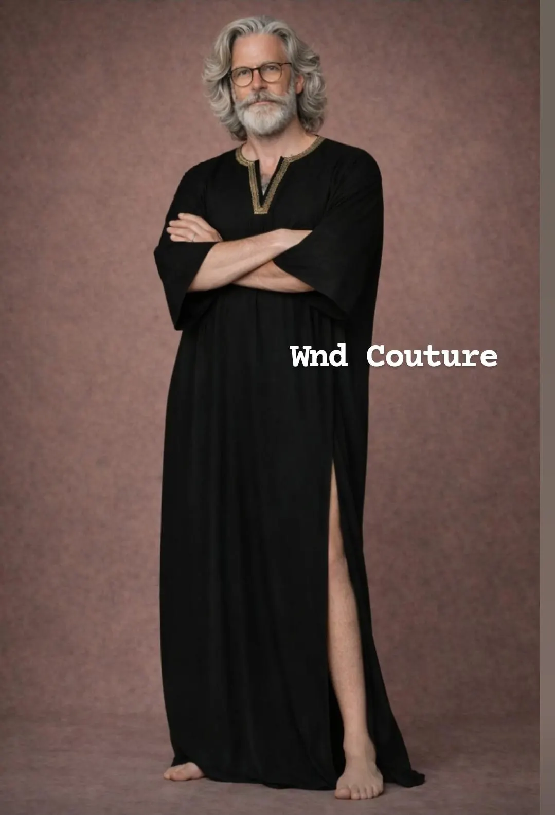 Men's Black lounge kaftan Robe soft fabric summer wear kaftan men - image 4