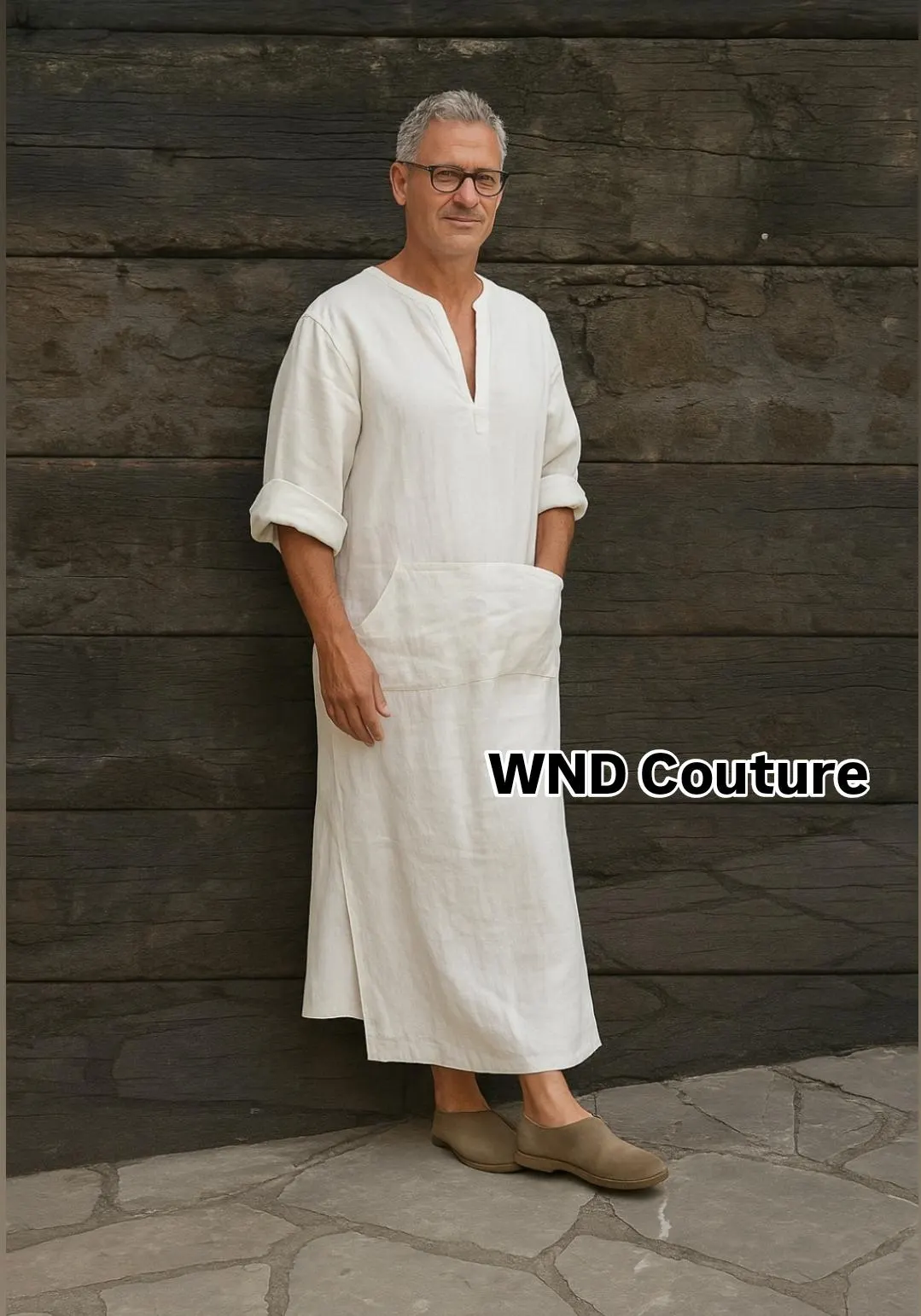 Handmade Linen Kaftan Robe: Mens Boho Thobe, Beach Coverup