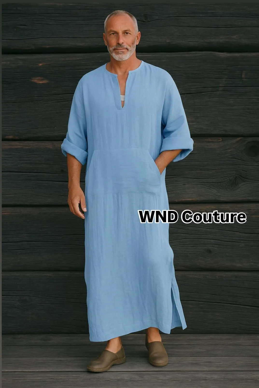 Handmade Linen Kaftan Robe: Mens Boho Beach Cover-Up - image 4