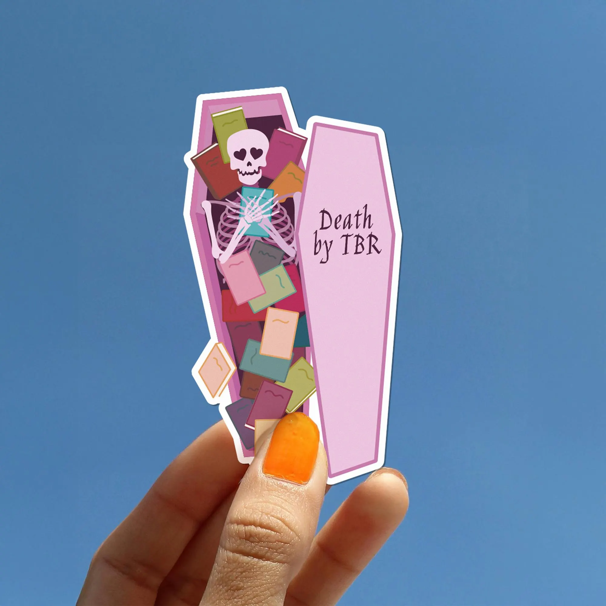 DEATH BY TBR Coffin Kindle Sticker | Cute Bookish Stickers for Kindle Insert | Booktok Stickers