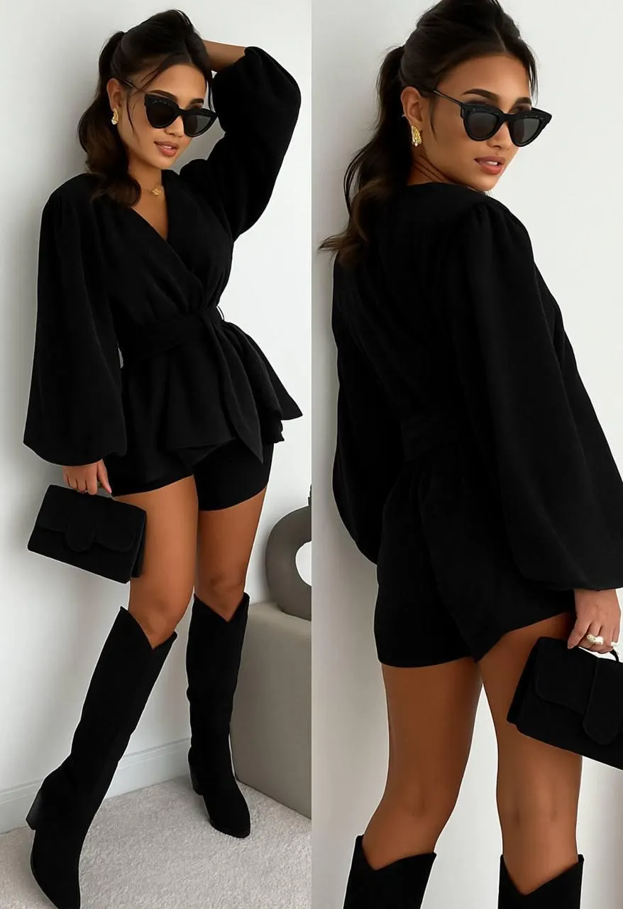 Beige Corduroy Romper – Women’s Belted Playsuit with Long Sleeves | Casual Chic Outfit - image 4