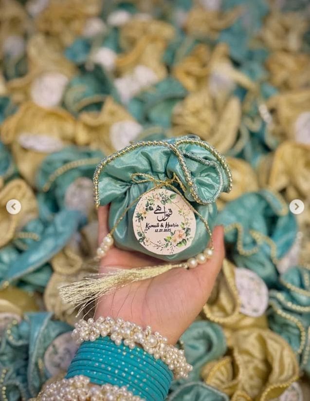 Silk Potli Bags: Beaded Tassel Wedding Favors with Tag. - image 5