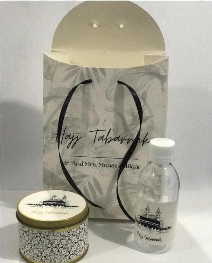 Umrah/Hajj Tabarruk Set, Tasbeeh With Pouch, Dates Box, Zam Zam Water Bottle, Bag - image 4