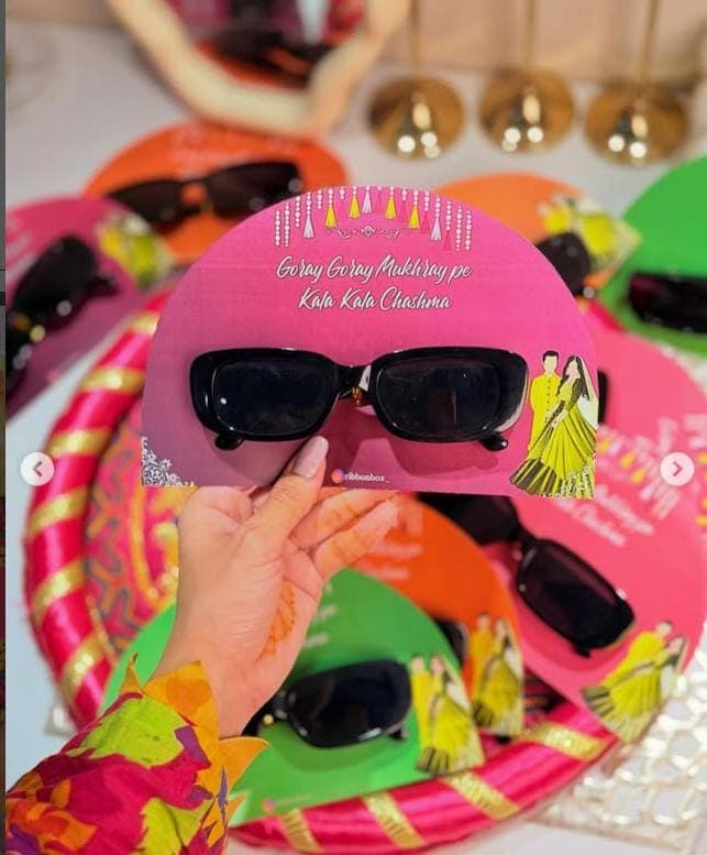 kala Chashma/ Sun Shades For Mehndi /Wedding with Card - image 4