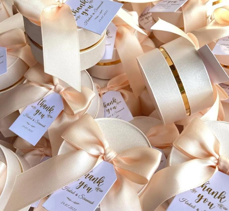 Elegant Wedding Favor Box with Satin Ribbon & Tag. - image 3
