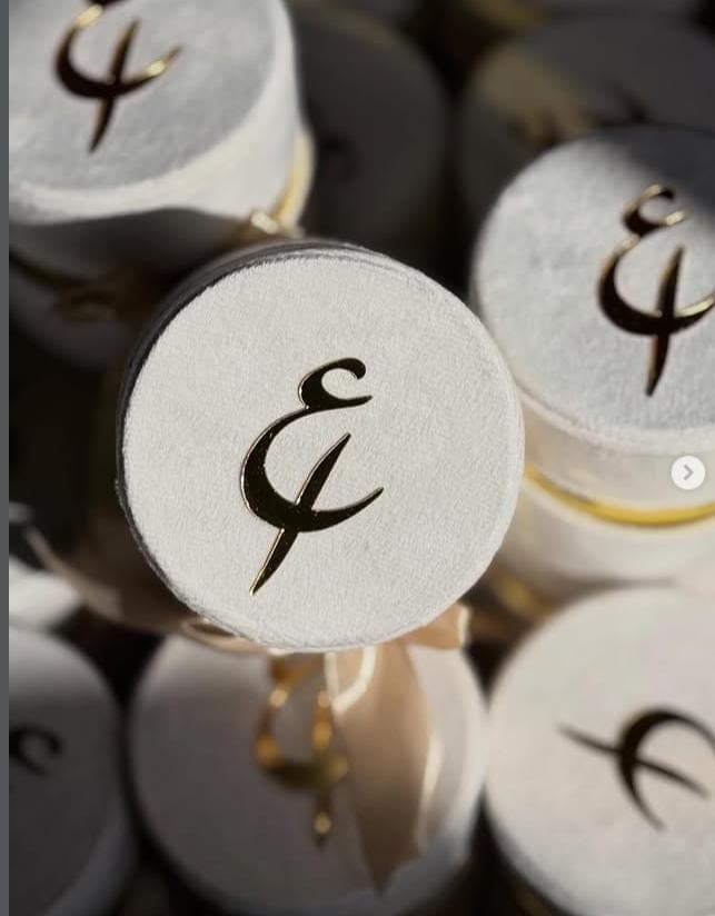 Elegant Velvet Wedding Favor With Couple Alphabat Design With Gold Rim
