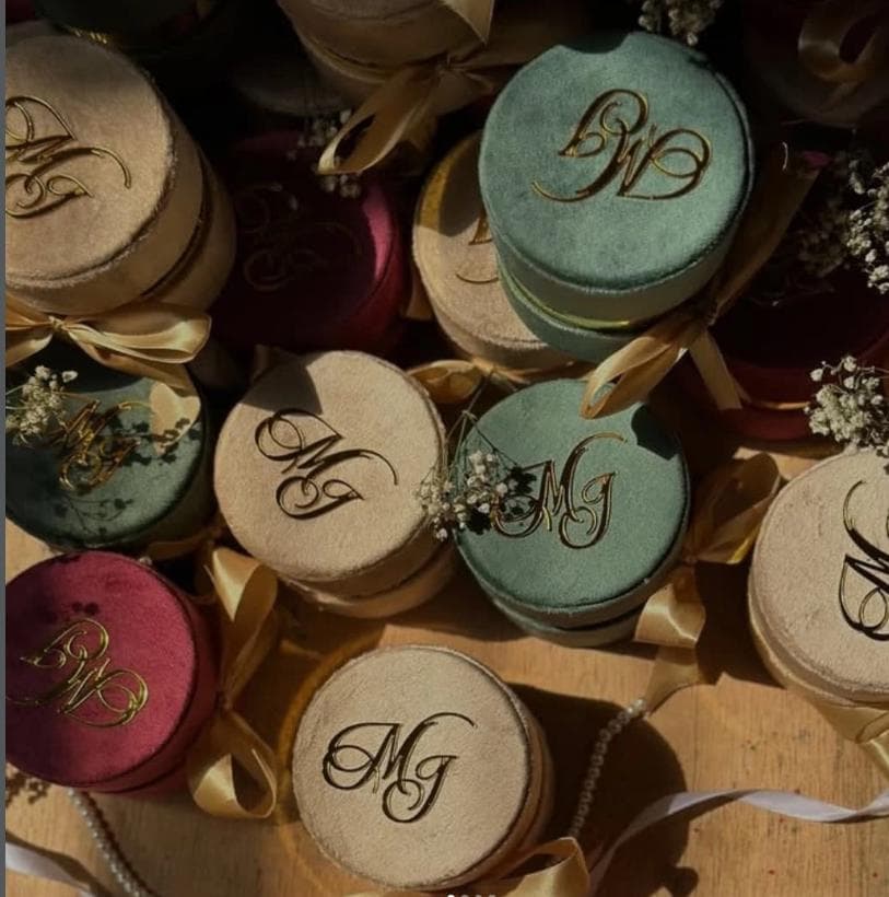 Velvet favor boxes, bid box, customized Pakistani wedding gifts. - image 4