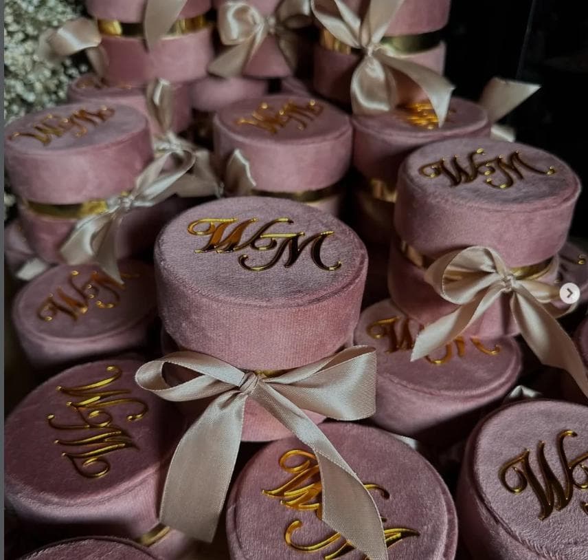 Velvet favor boxes, bid box, customized Pakistani wedding gifts. - image 5