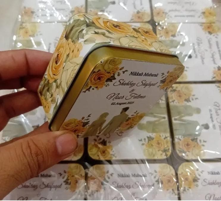 Floral Print Tin Wedding Favor Box /Chocolate box - image 3