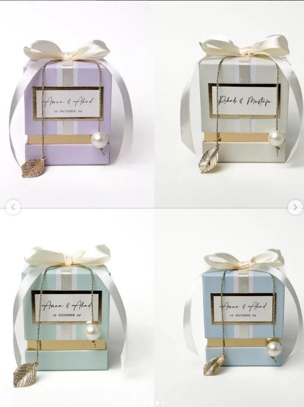 Elegant Wedding Favors with Pearl And Satin Ribbon/Chocolate Box - image 3