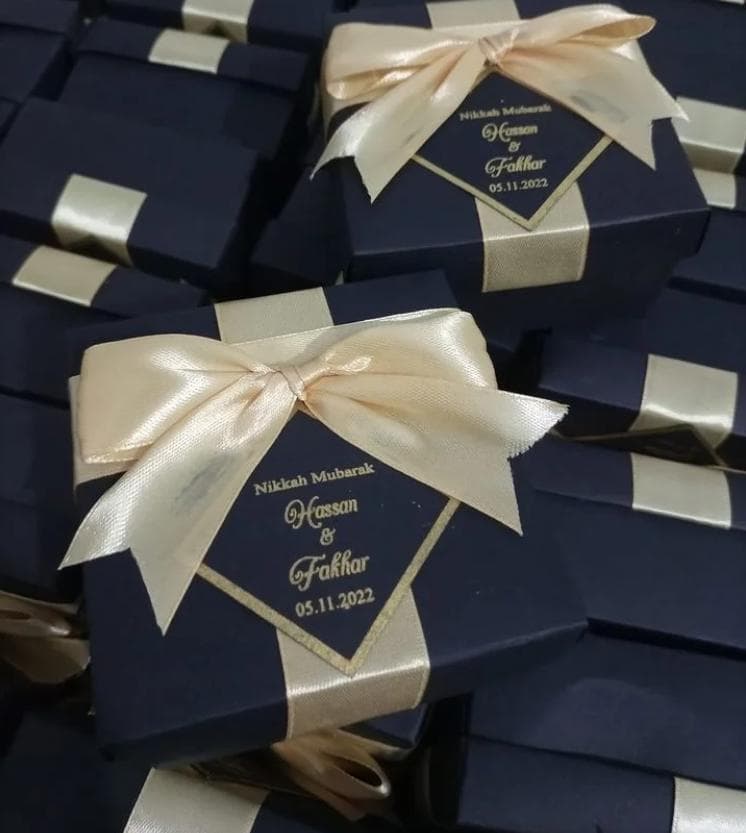 Black & Gold Wedding Favor Boxes/ Pakistani Wedding Gift Box