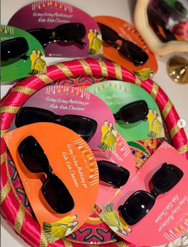 kala Chashma/ Sun Shades For Mehndi /Wedding with Card
