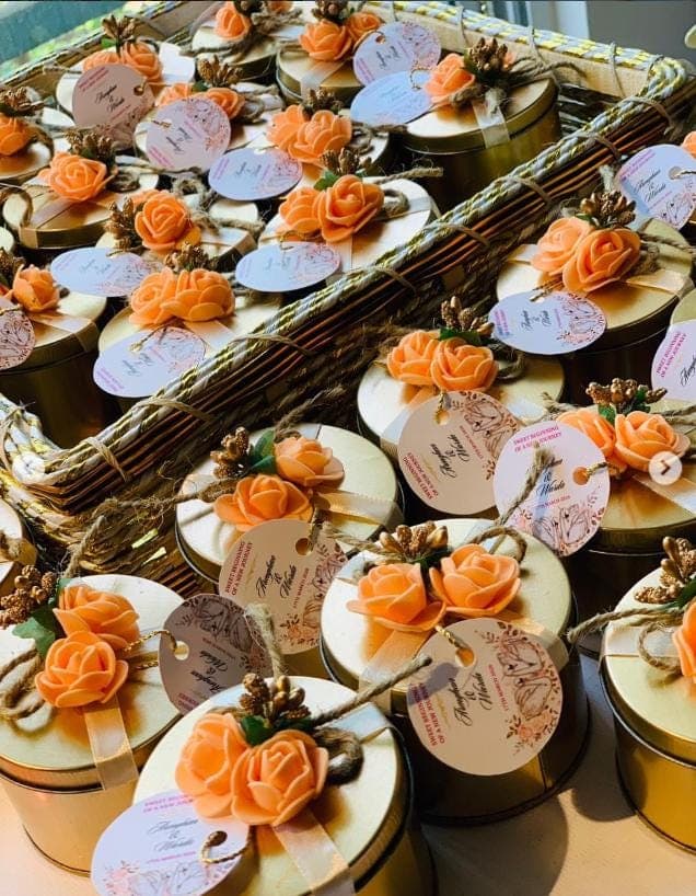Gold Flower Detail Favor Boxes, Wedding Chocolate Sweet Treat Packaging. - image 5